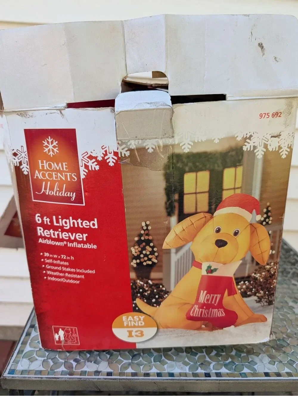 6 ft Gemmy Airblown Inflatable Christmas Golden Retriever Puppy w/ Santa Hat
